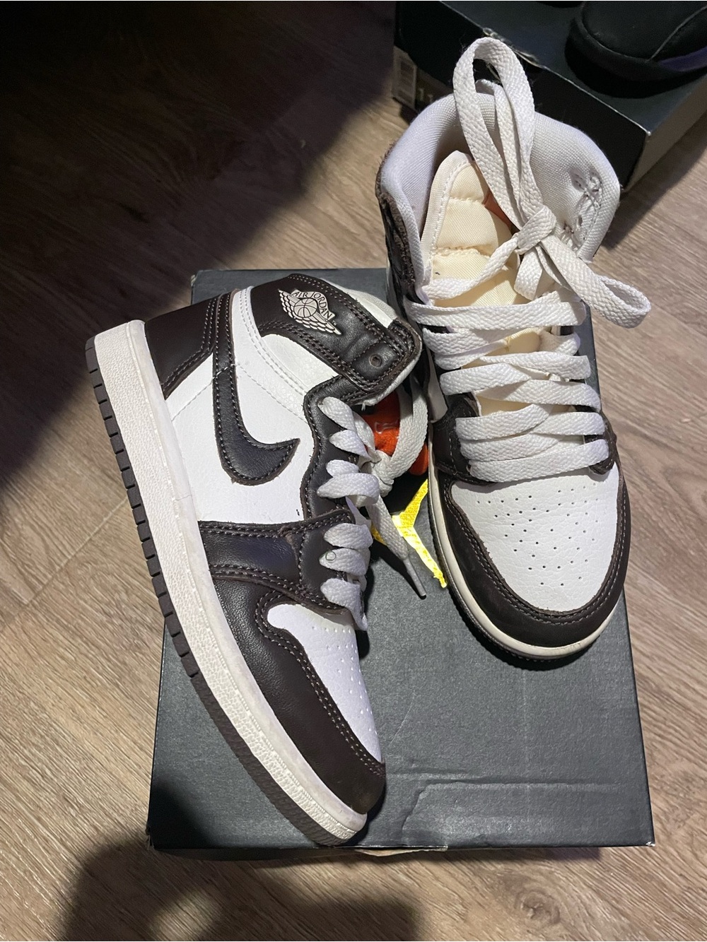 Air Jordan 1 High OG Style Sneakers in White and Dark Brown